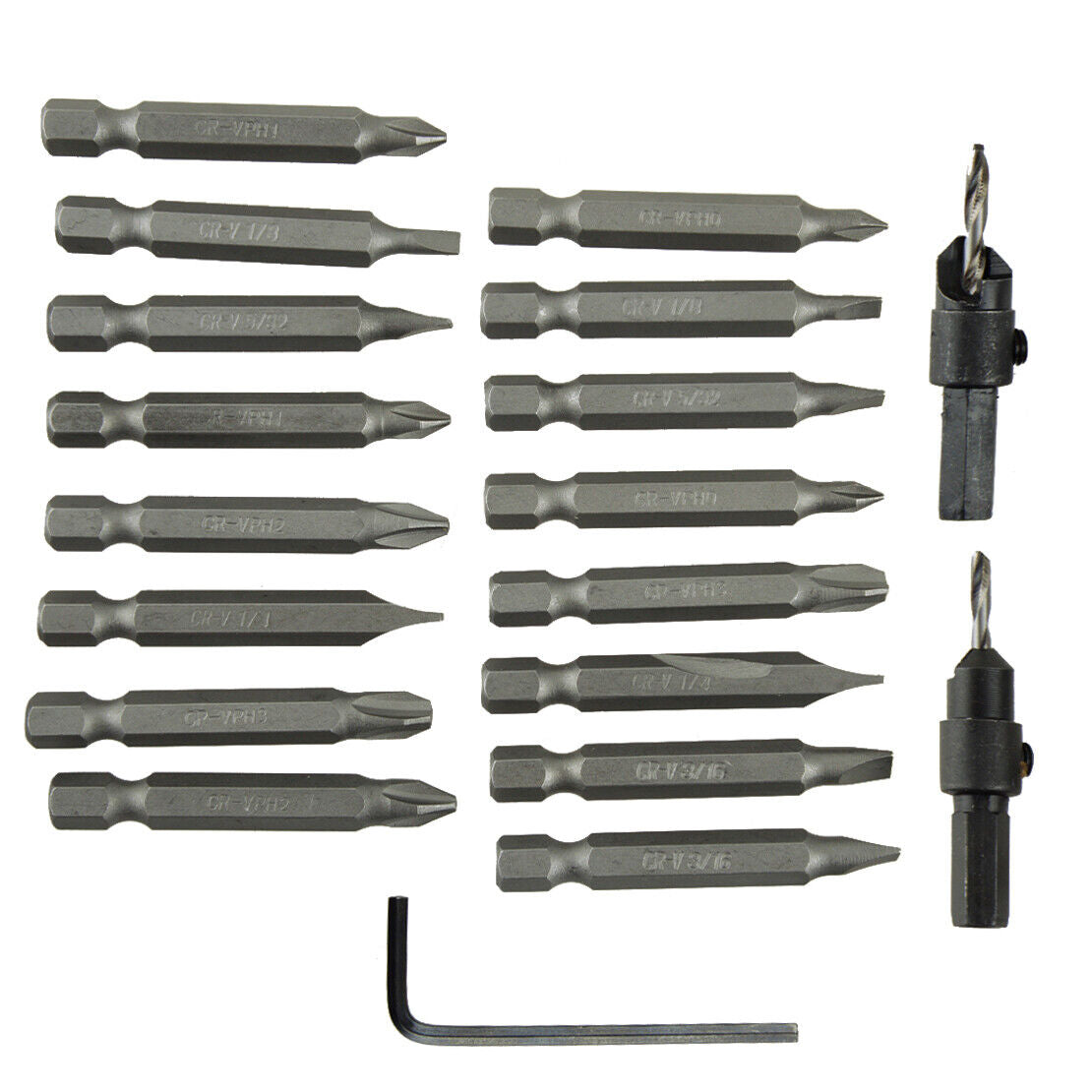 20pcs/Set Countersink Drill Bit HSS Screwdriver Tools Kit Flip Drive Household