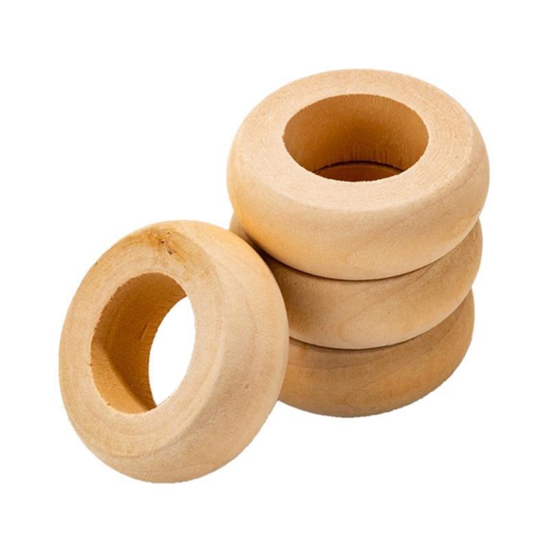10 Pcs Natural Wooden Serviette Holders Napkin Rings Set Round Serviette Rings