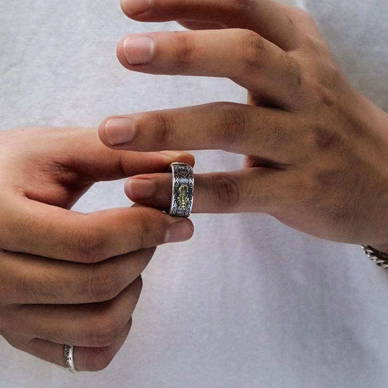 Feng Shui Pi Xiu Mantra Protection Wealth Ring Charms Adjustable Buddhist Jewelr