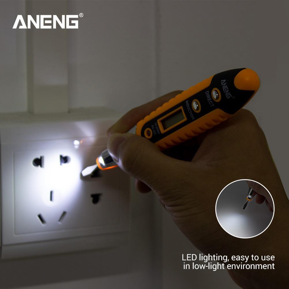 ANENG LCD Digital Display Voltage Test Pen Voltage Detector Tester (Yellow)
