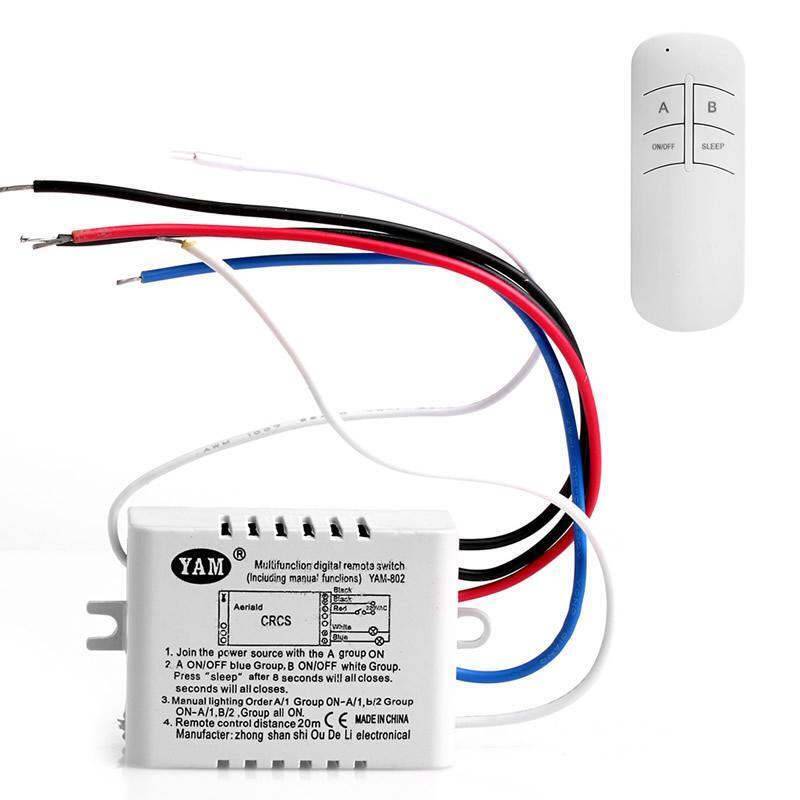 2 Channel Wireless Light Switch and Receiver Kit DIY Relocate Old Ceiling Switch