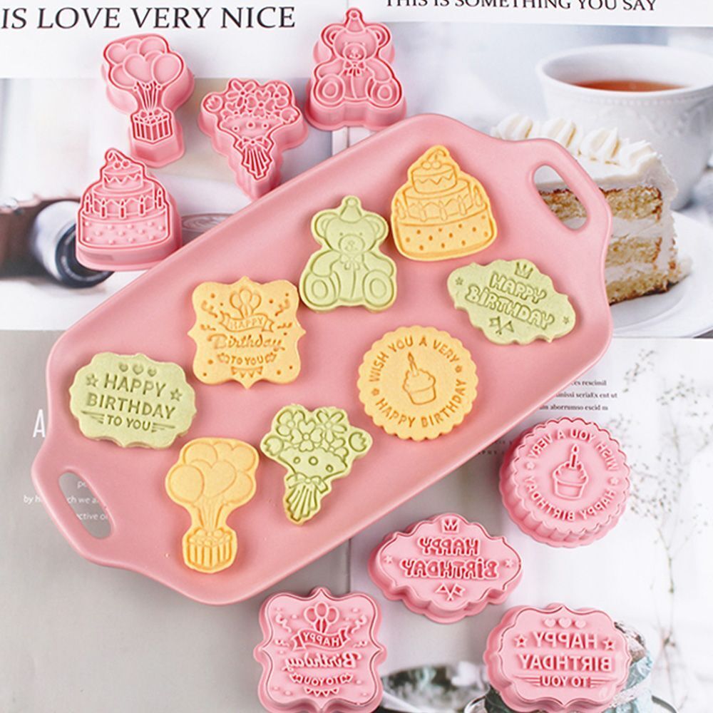 Decor Pressable DIY Biscuit Mold Cookie Cutters Birthday Theme Baking Tools