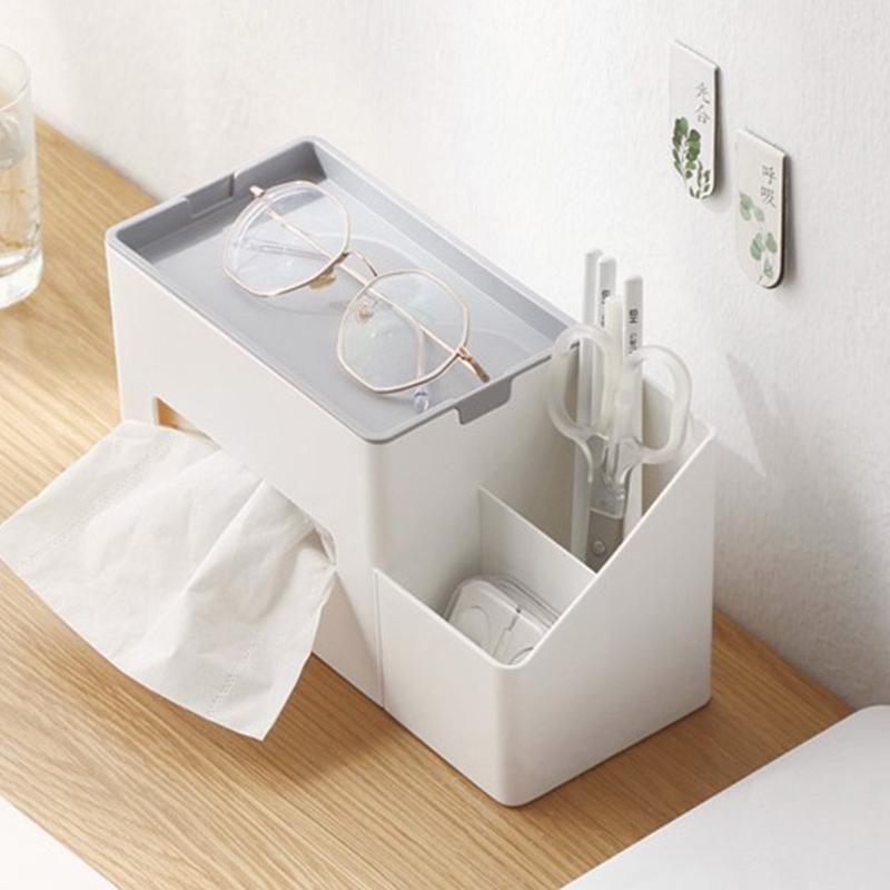 Tissue Box Multifunction Tissue Boxes Desktop Draw Paper Case Storage Container