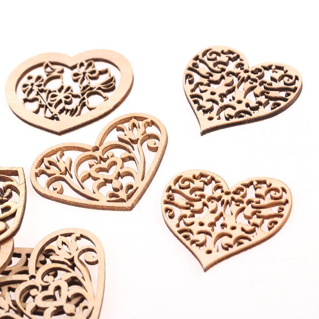 8 Pieces Unfinished Wood Hollow Heart Shape Wooden Plaque Embellishments