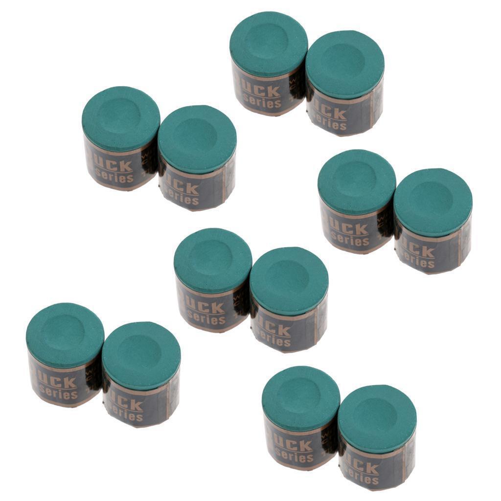 Premium 12 Pieces/Pack Snooker Pool Cue Tip Chalk Billiard Accessories Green