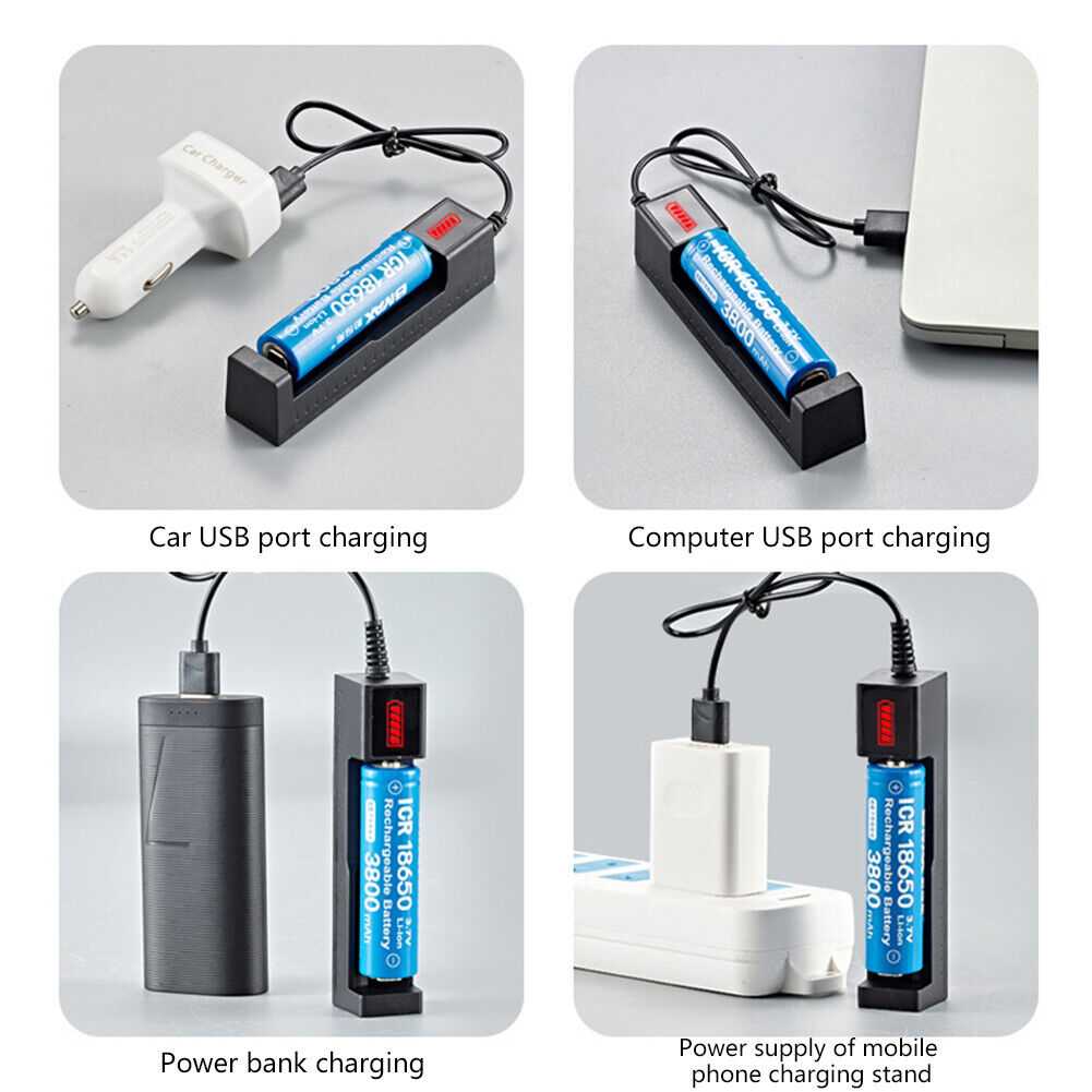 1Slot Charger for 16340 14500 18650 26650 3.7V Rechargeable Lithium Battery