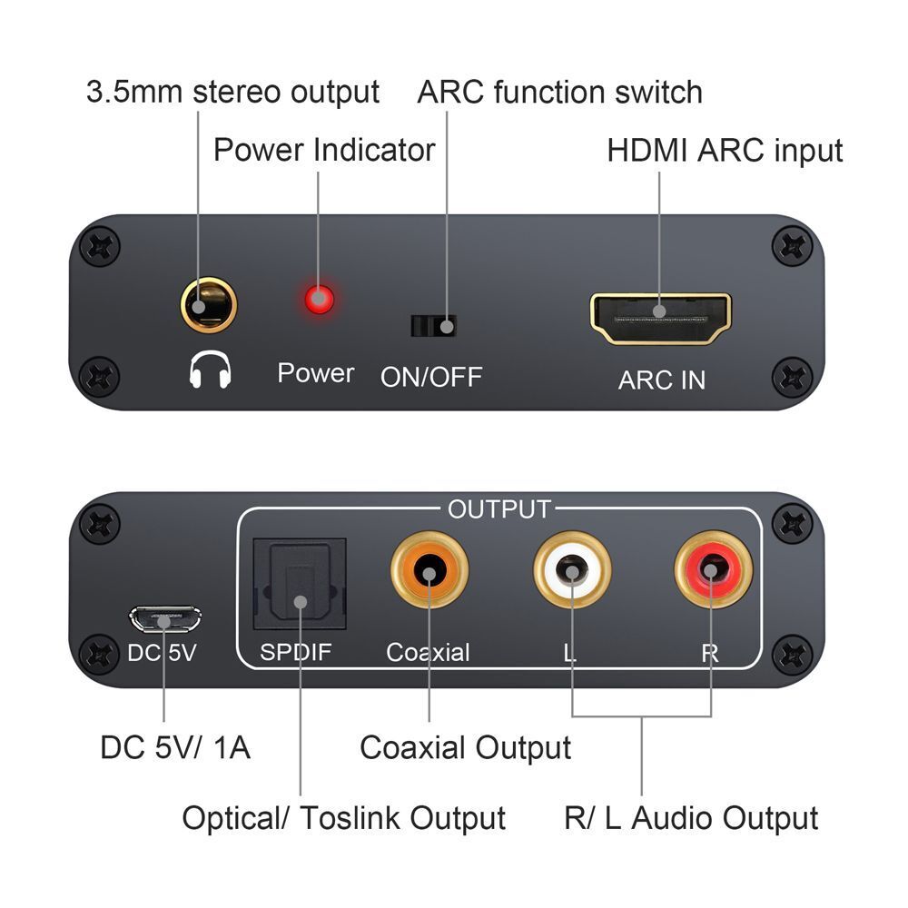 Return Channel Converter HDMI-compatible ARC Audio Extractor Digital to Analog