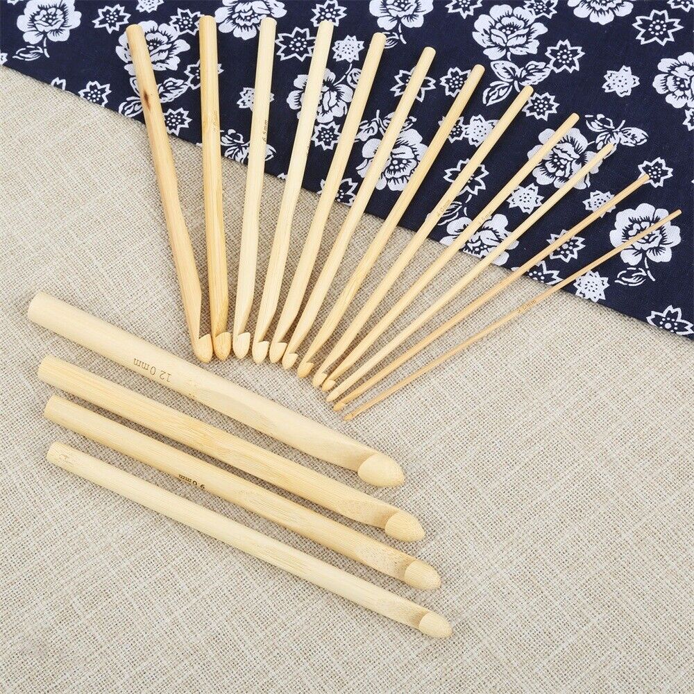 16 Sizes/Set Bamboo Crochet Hooks Practical Knitting Yarn Sewing Needles 2-12mm
