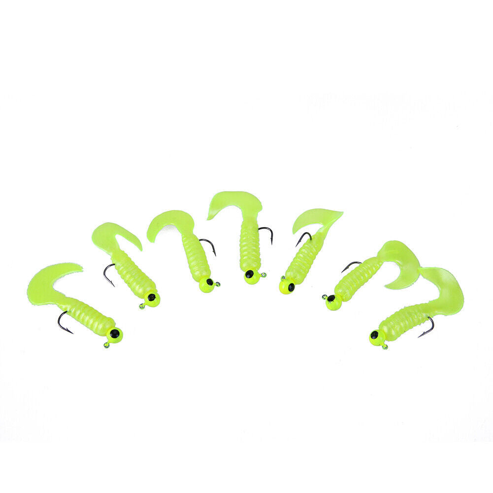 1.75g 4.4cm Soft Fishing Worm Lure with Lead Bait Hook Fish Tackle(Yellow)