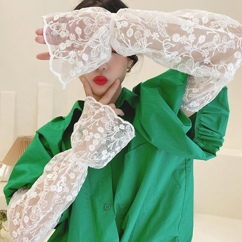 1 Pair Women's Lace Gloves Long Ultra-thin Sun UV Protection Sleeve for Girl