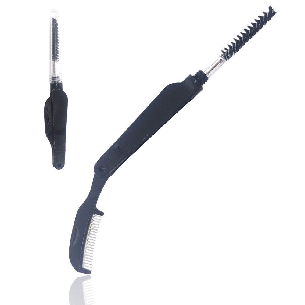 Fashion Mascara Separator Eyebrow Brush Dual-Head Foldable Eyelash Metal Comb