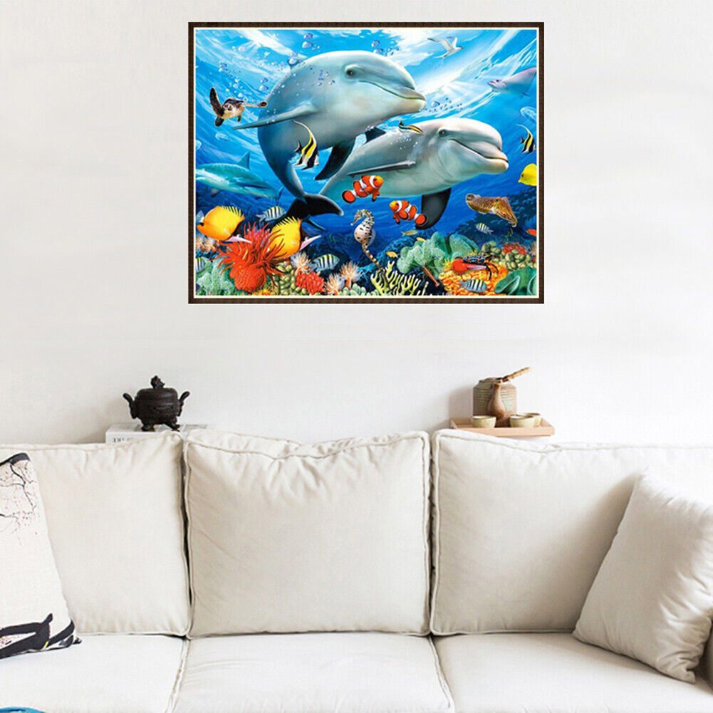 Brother Dolphin 5D Diamond Painting Embroidery DIY Cross Stitch Home Decor