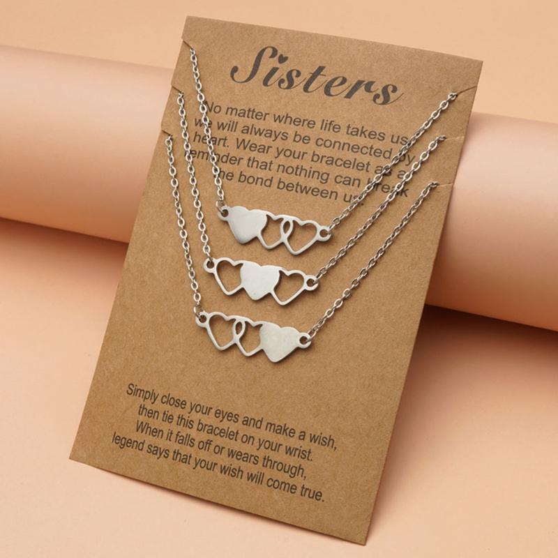 Best Friend Necklace Sister Necklace Suitable for 3 BFF Matching Heart Pendant