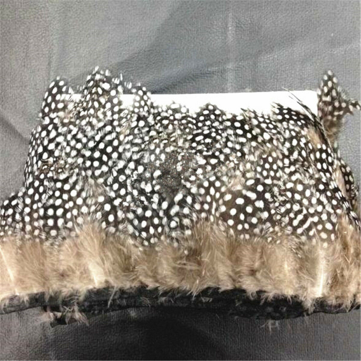 100cm Guinea Fowl Feather Fringe Trim for DIY Crafts Costume Sewing Millinery