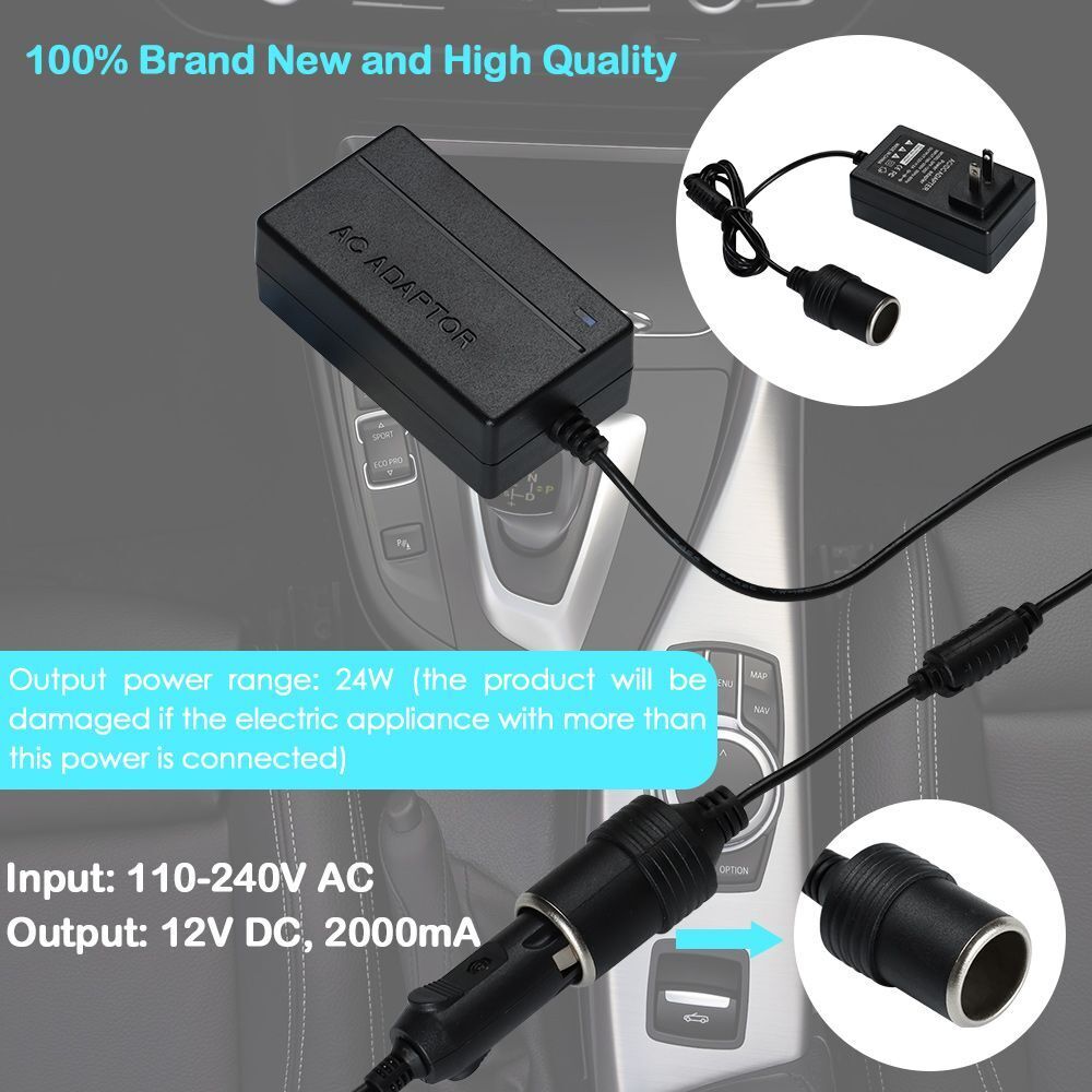 24W Accessories 220V To 12V US Plug AC To DC Converter Power Socket Adapter