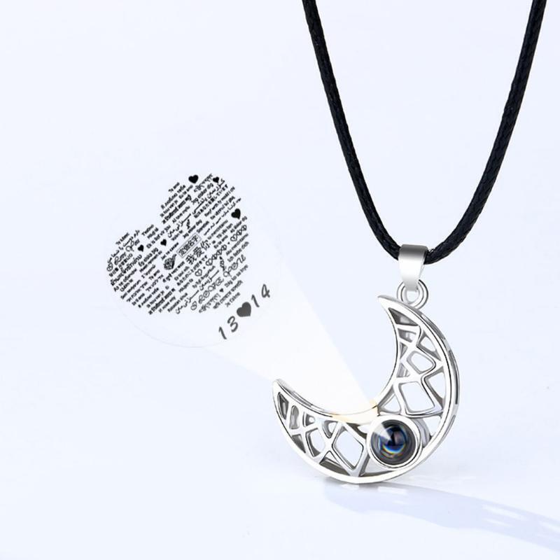 Love Couple Necklace a Pair Clavicle Chain Projection Stone Necklace Women
