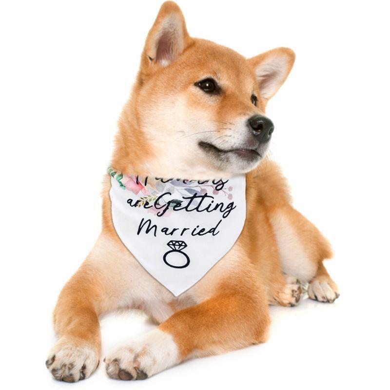 Pet Dog Bandana My Humans are Getting Married Floral Wedding Triangle Bibs Scarf