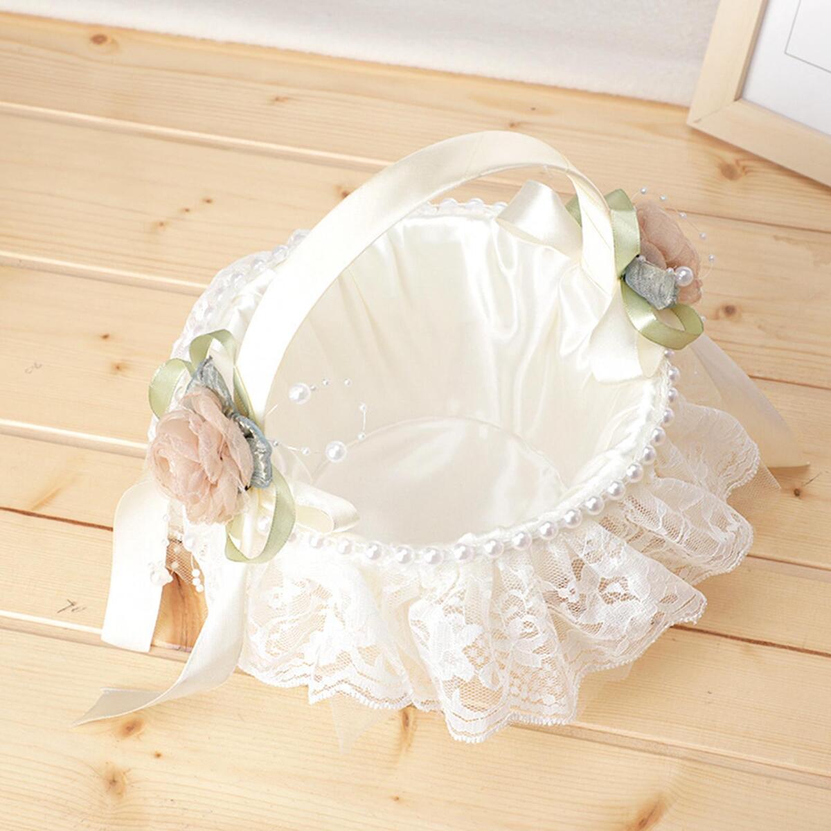 Delicate Wedding Flower Girl Basket for Party Bridal Accessories Ornament