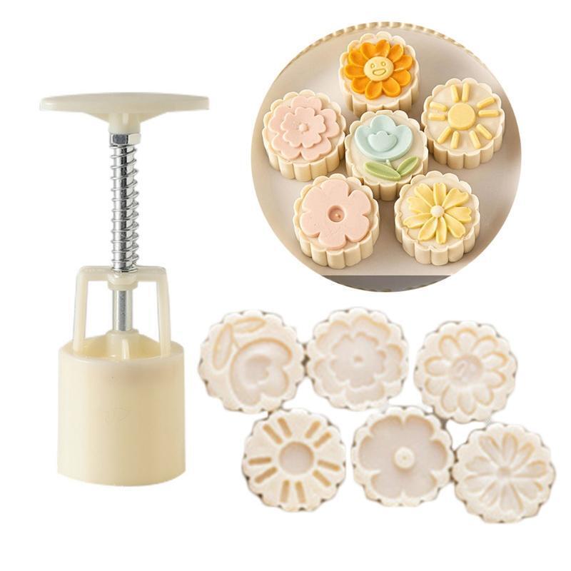 Moon Cake Mold Set Festival DIY Hand Press Cookie Desserts Cutters Pastry Decors