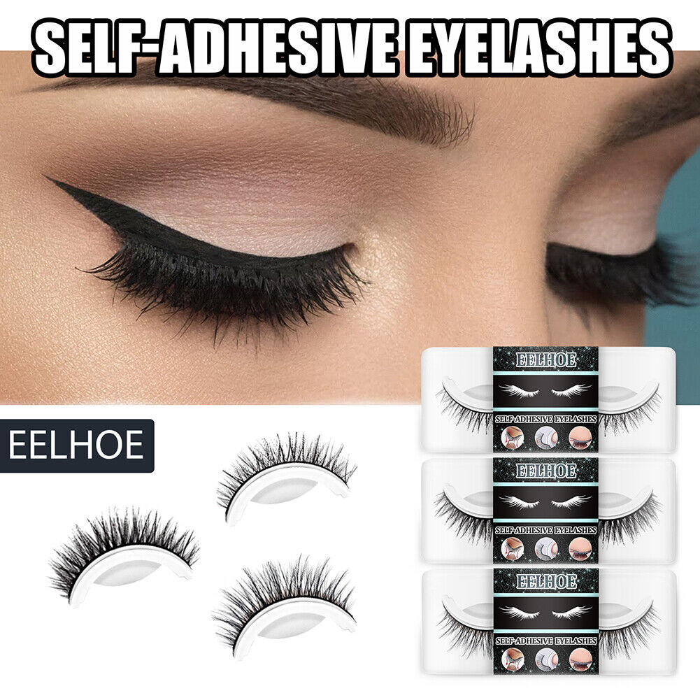 Reusable Self-Adhesive Curly Eyelashes Long Thick False Eyelashes (Natural)