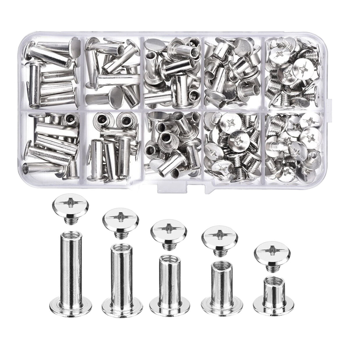 80x  Screws Assorted 6 10 12 15 18mm Binding Screws Studs Rivets Belt
