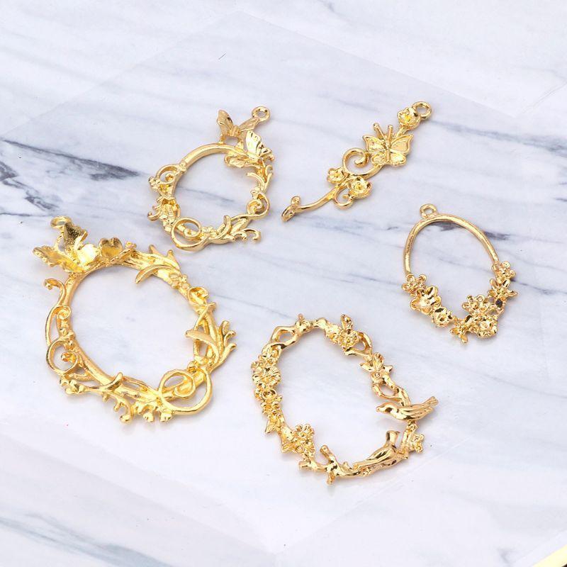 5 Pcs Flower Vine Photo Blank Frame Pendant Bezel Setting for DIY Press Flower
