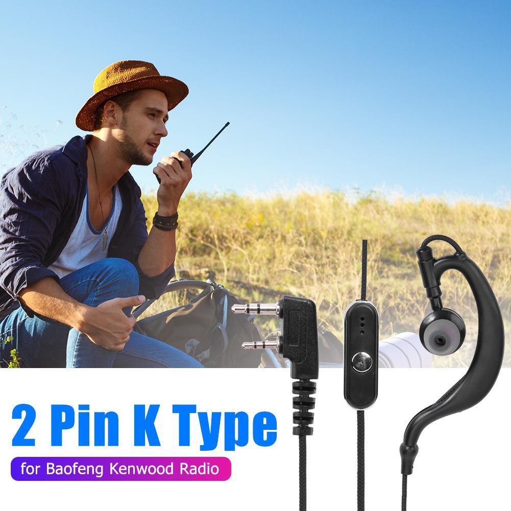 G Shape 2pin K Type In-ear Earpiece with PTT Mic for Baofeng Kenwood Radio