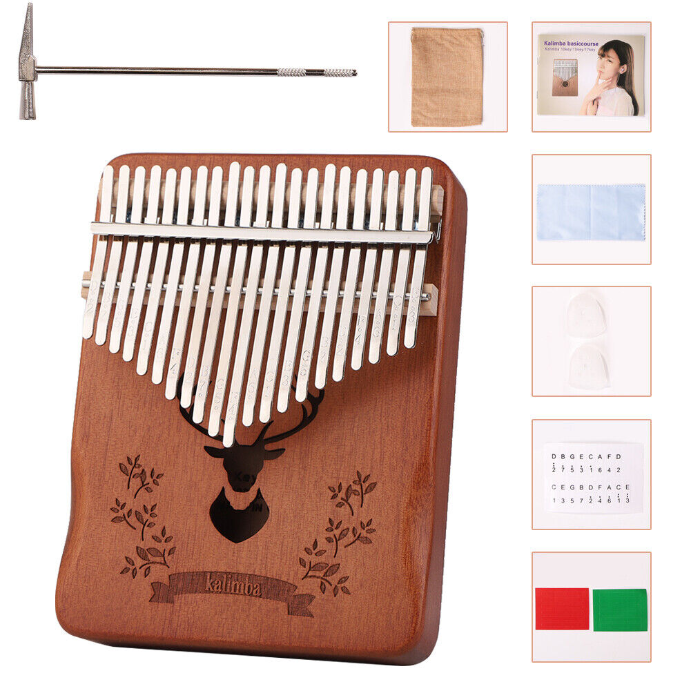 Kalimba 21 Key Thumb Piano Solid Portable Mbira Musical Instrument (Deer)