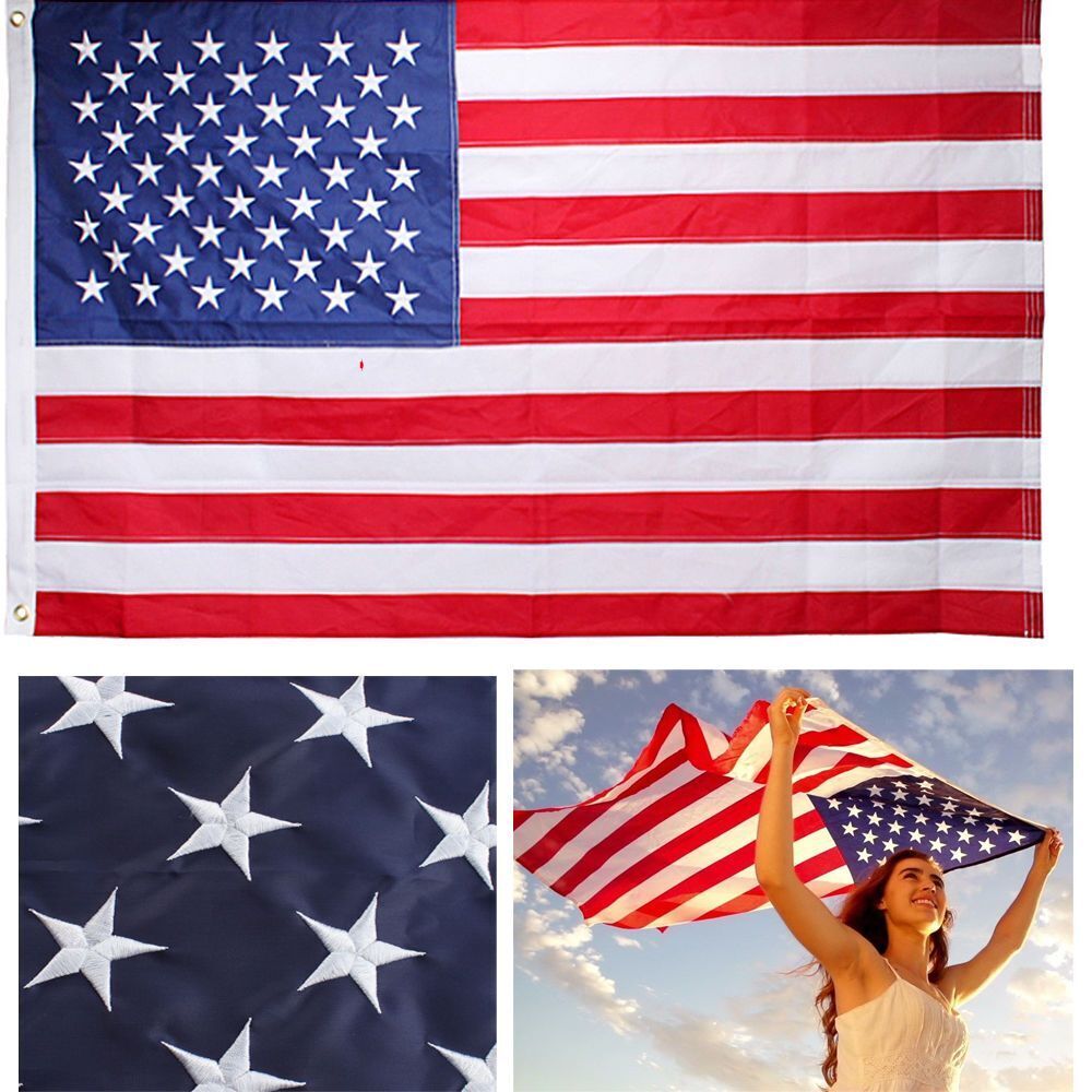 Country Sewn Stripes Independence Day USA Flags American Flag Embroidered Stars