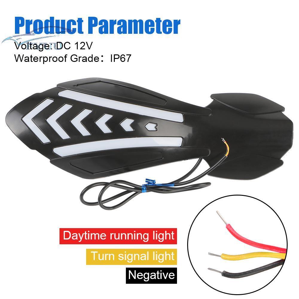 12V Motorcycle Handlebar Guards w/ LED Flowing Turn Signals Lights Waterproof