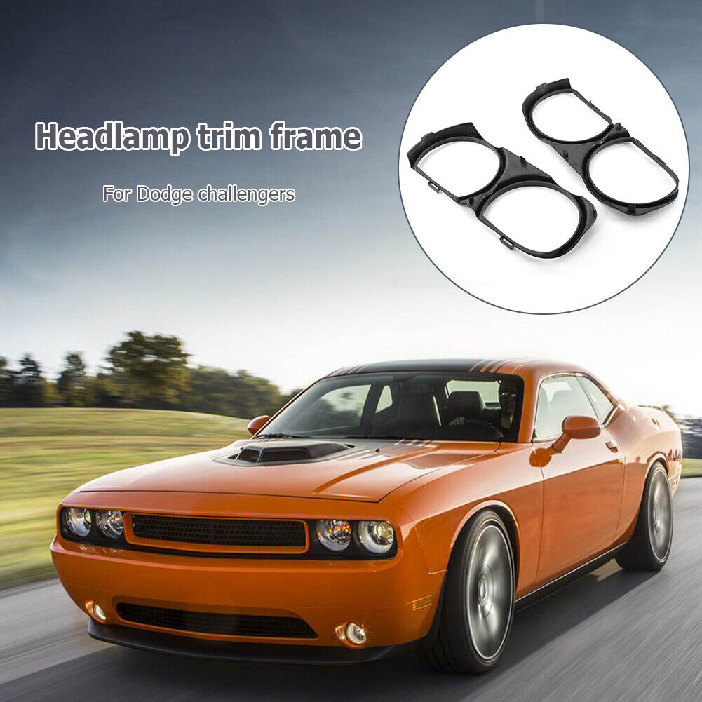 2pcs Front Headlight Lamp Bezel Trim Car Accessories for Dodge Challenger