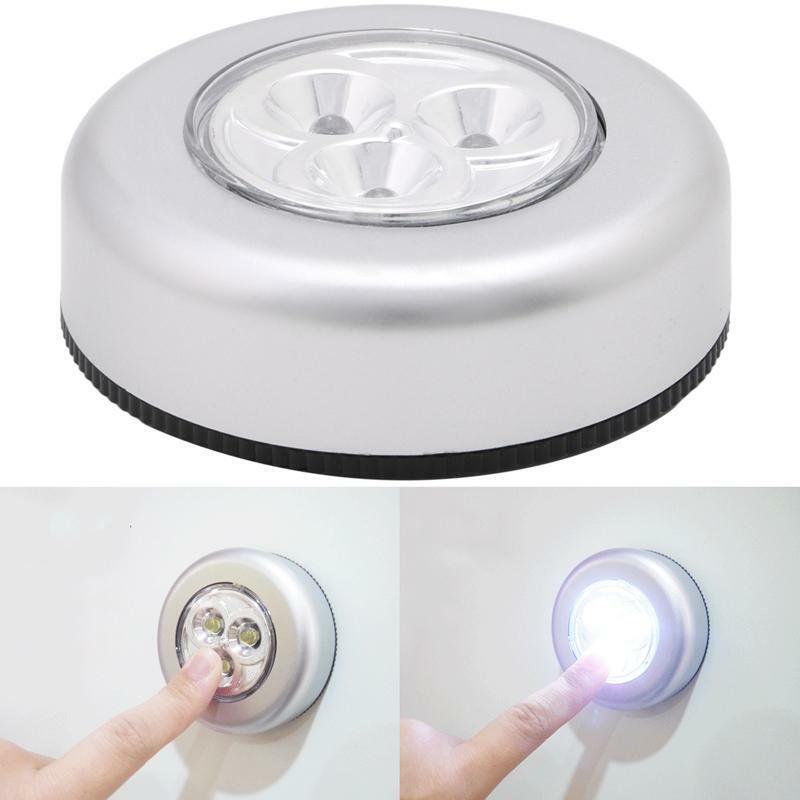 3 LED Car Home Wall Camping Touch Push Lamp Battery Powered Night Light