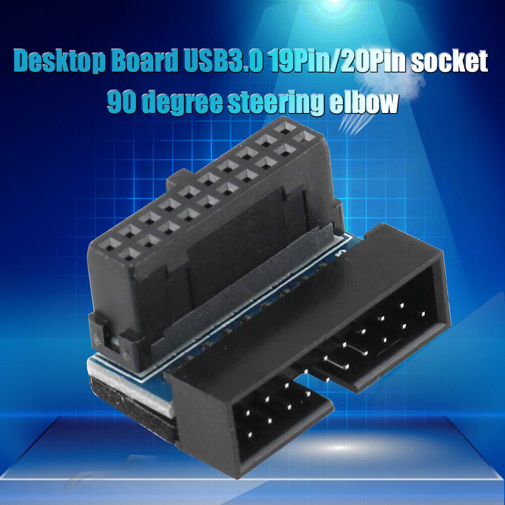2pcs Motherboard USB3.0 19Pin/20Pin Socket Male to Female 90 Degree Adapter