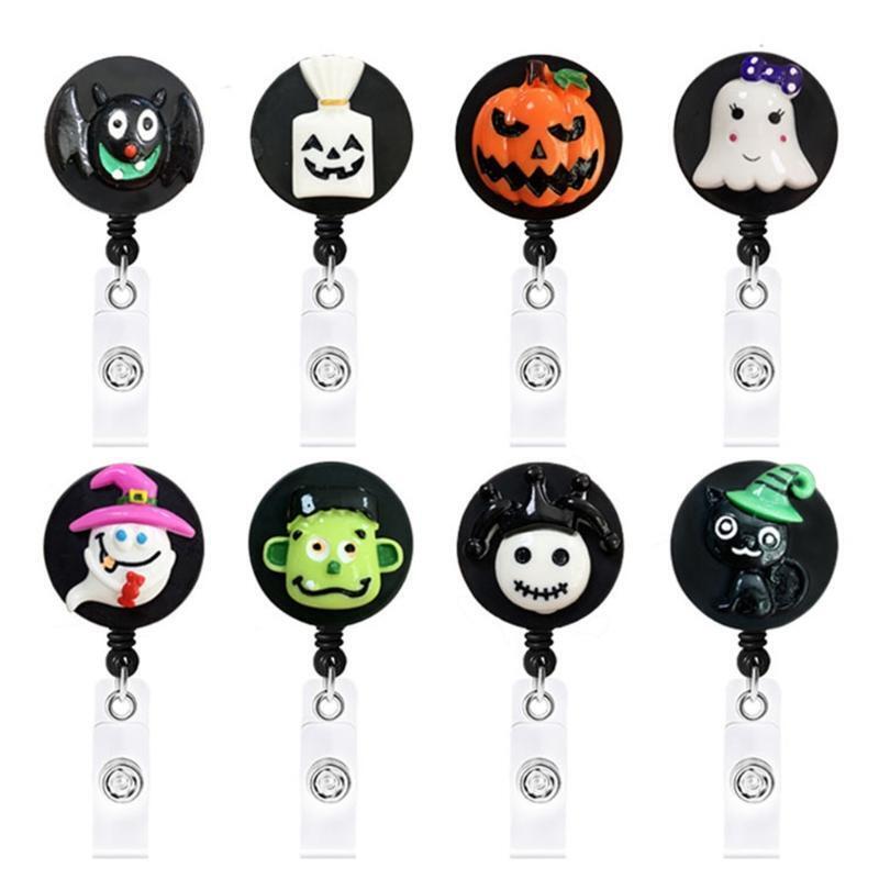 Pack of 8 Pcs Lovely Nurse Badge Holder Set Halloween Decorations Retractable