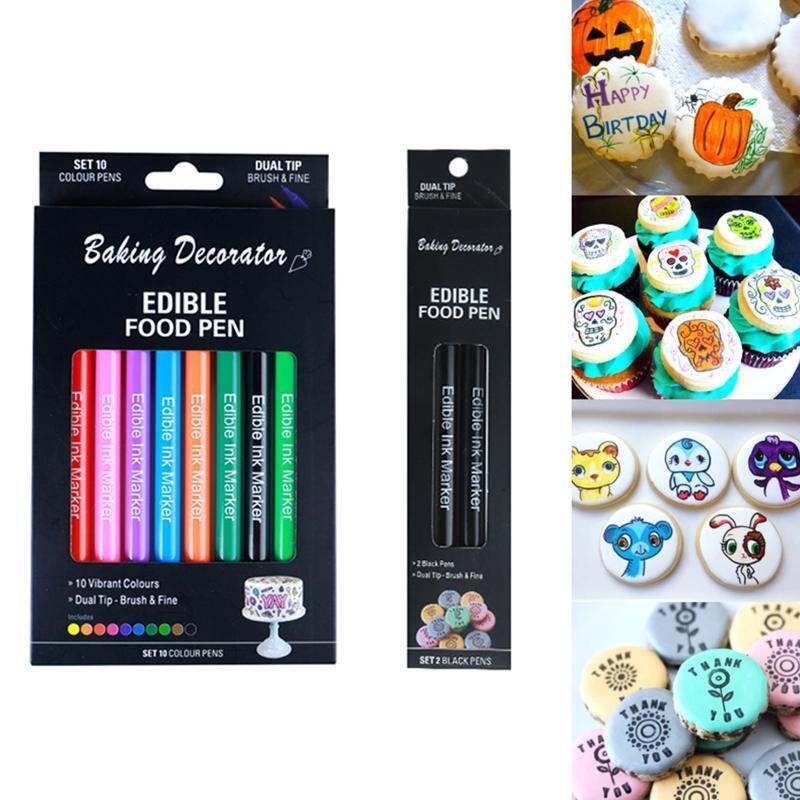 12 Pieces Set Edible Baking Pigment Pen Fondant Biscuit Cake Material Food Pens