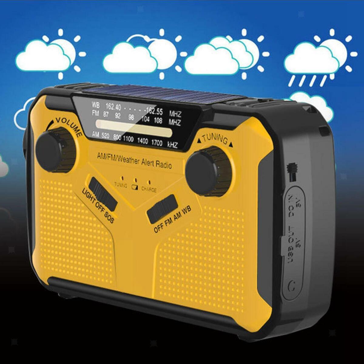 Emergency Weather Radio  Crank Solar ,LED Flashlight Cellphone Charger