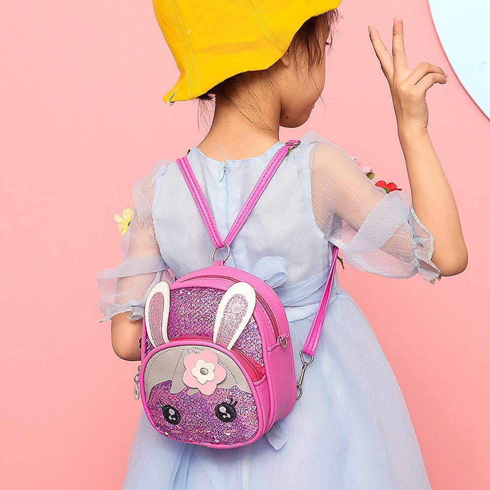Shoulder Backpacks Girls Cute Animal Decor Messenger Rucksack (Rose Red)