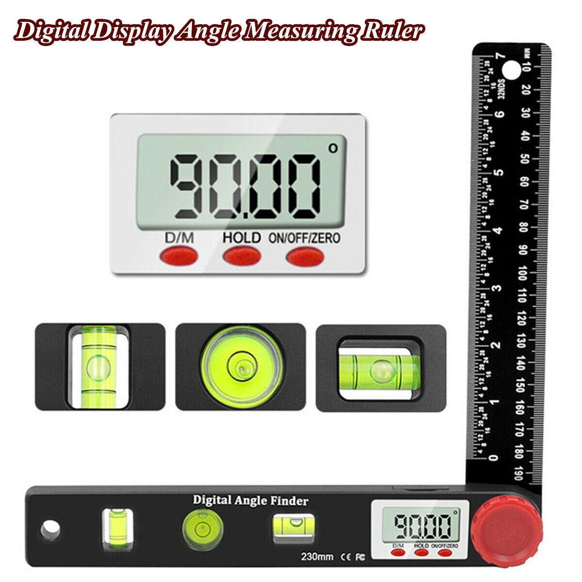 Digital Display Angle Ruler Universal Spirit Level Square Ruler Woodworking Tool