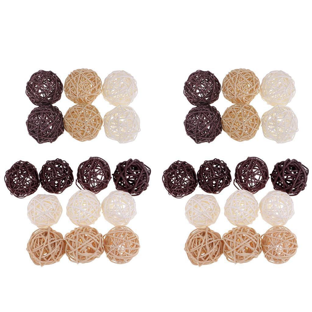 32x 5/7cm Wicker Rattan Balls Home Christmas Wedding Party Decorative Crafts