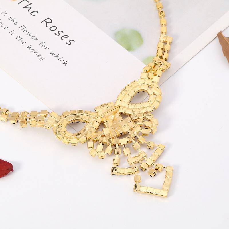 Women's Bridal Jewelry Set for Wedding Crystal Teardrop Pendant Necklace Earring