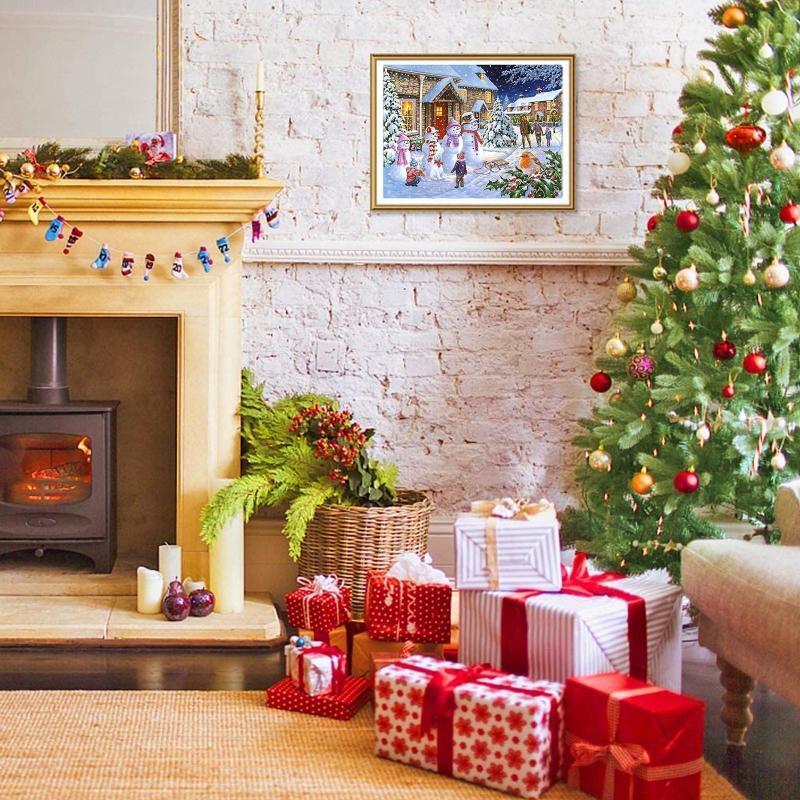 4 Sets Christmas Snowman 5D Full Drill Diamond Painting Embroidery Cross Stitch