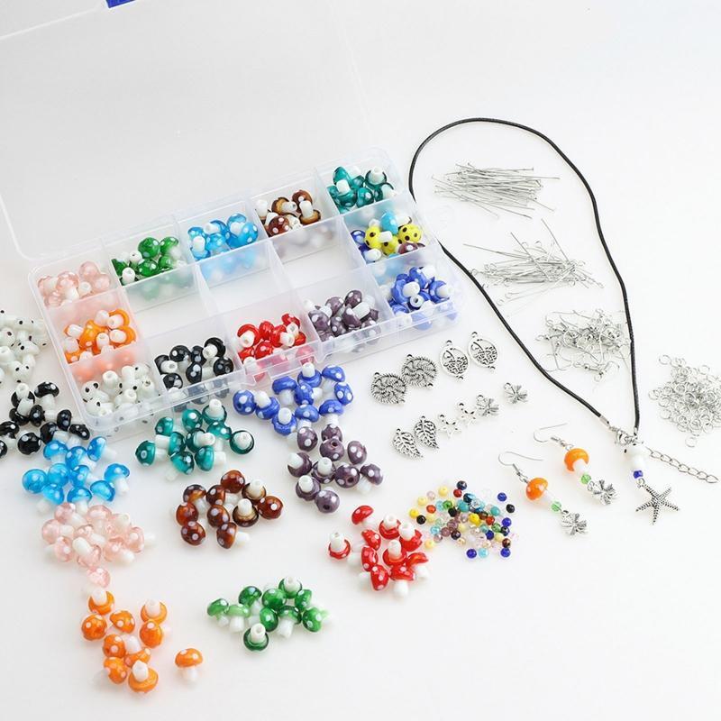 120x Mixed Mushroom Charm Bead Spacer Loose Beads Jewelry Findings Charm Decor