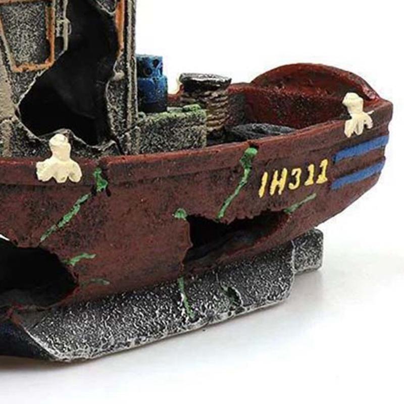 Fishing Boat Shipwreck Shelter Fish Tank Landscaping Ornament Simulation Crafts