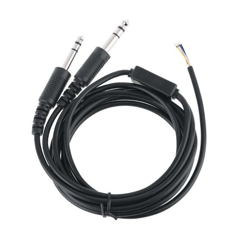 200cm DIY Aviation Headset Dual-plug Aircraft Headphones Replacement Cable Line