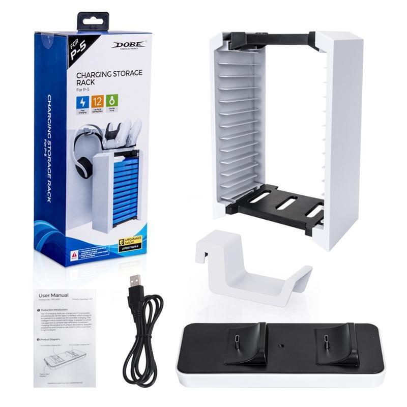 Charging Station Headsets Hanger Holder Game Disk Rack Suitable for PS5