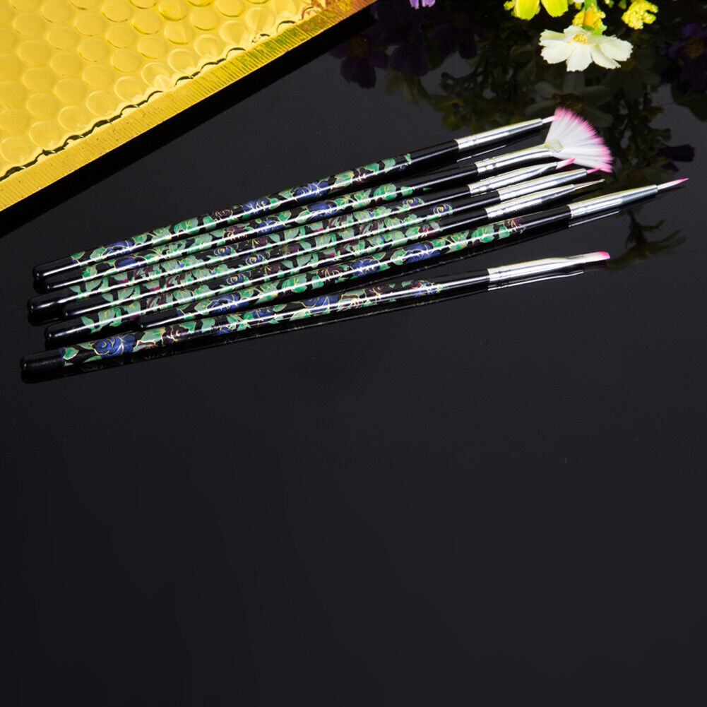 NEW 14 x UV Gel Acrylic Nail Art Flat Brush Painting Tool Set Manicure