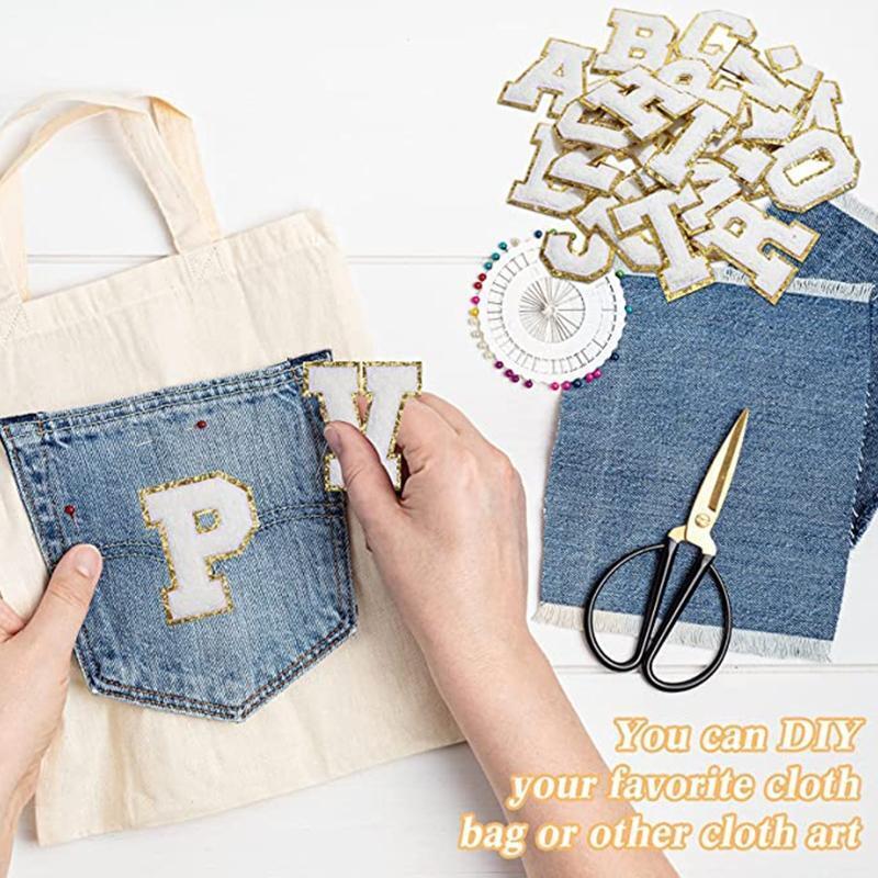 Towel Embroidered English Letter Patches 26Pcs Polyester Alphabet Patch