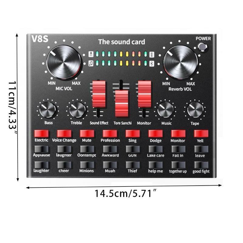 USB Sound Mixer Board with 16 Sound Effects Portable Voice Changer Sound Card