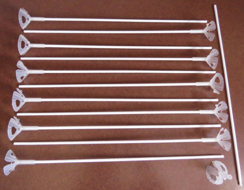 10 Pcs White Balloon Sticks Holders with Cups for Wedding Party Decor