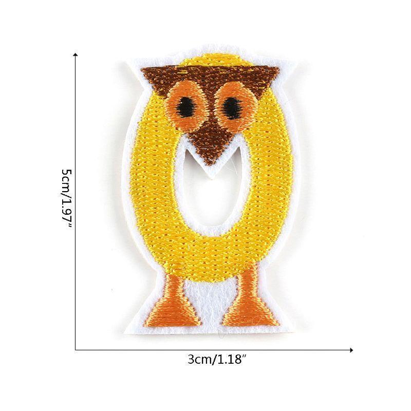 26Pcs/set Animal Alphabet Letter Patches Embroidered Iron On Patch Clothes Decor